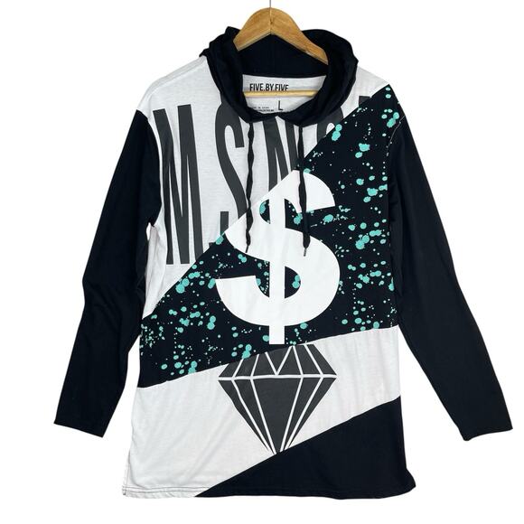 Five by Five by Master Piece Men's Large Diamond Hoodie Streetwear Grungecore - Picture 1 of 12